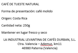 Café Costa Rica Tarrazu molido (250 gr) - Imagen 2